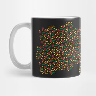 Red Black Ladybug and Green Yellow Leaves Pattern Mug